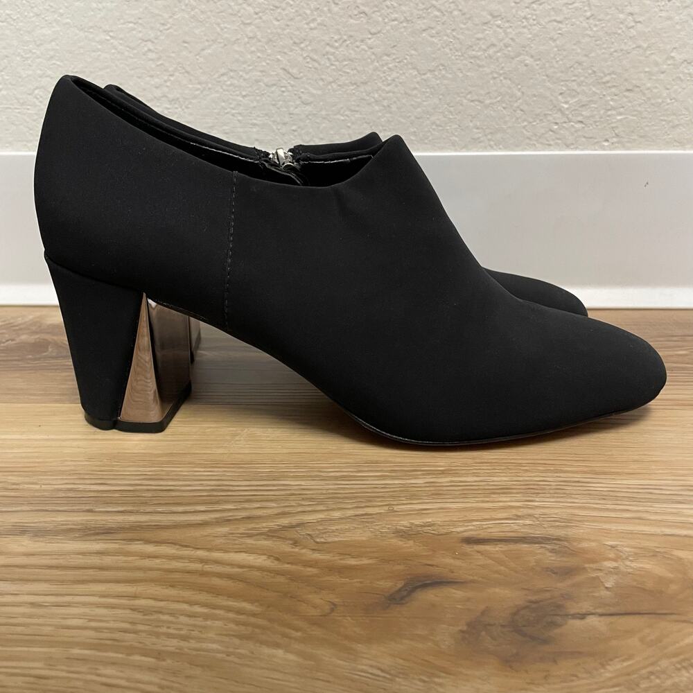 Donald Pliner Stretch Crepe Square Toe Block Heel Shooties Black Size 11